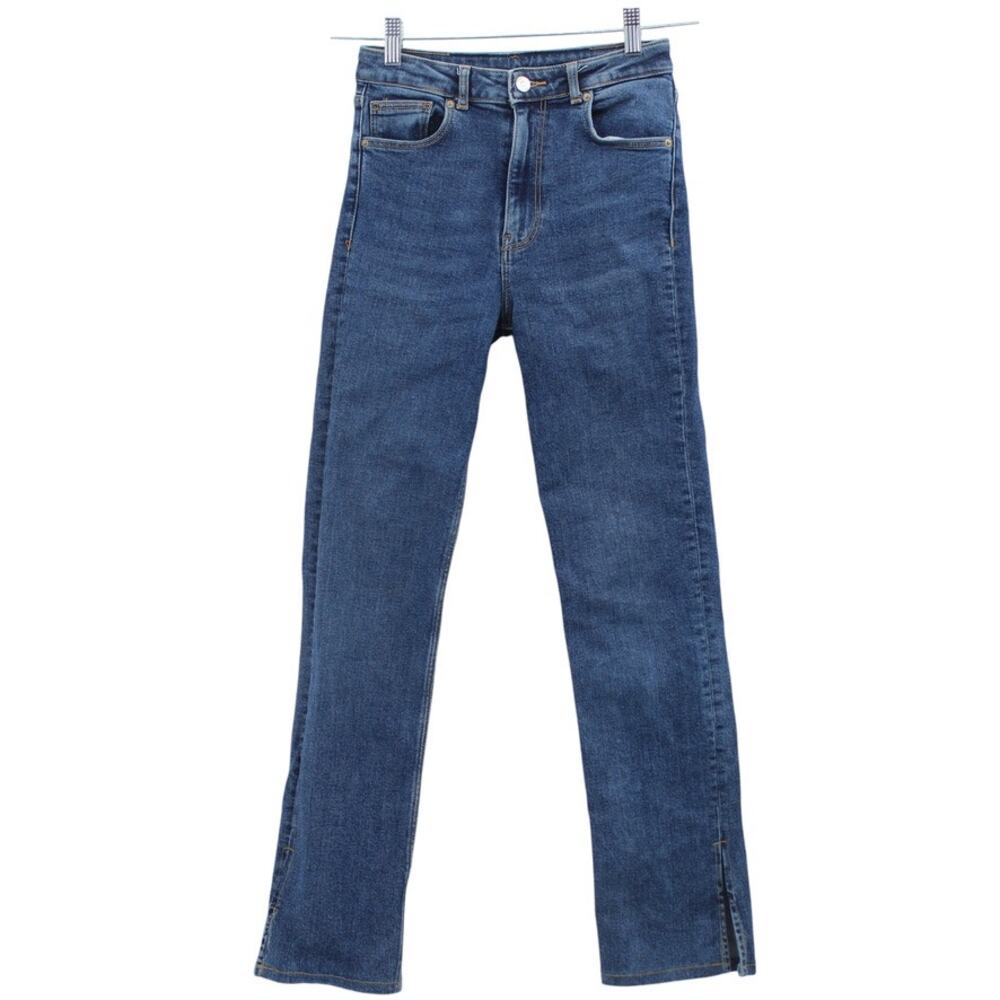 Zara Side Slit Slim Straight Leg Ankle Jeans High Rise Medium Wash Blue Size 4